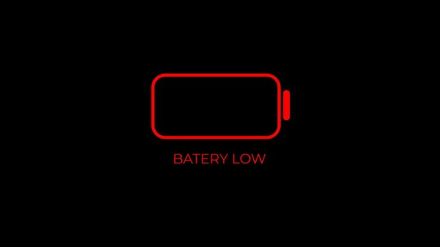 Mobile phone battery fast charging animation with alpha channel, abstract low battery charg status indicator animation in futuristic glowing polygonal style, digital battery charge 4k animation.