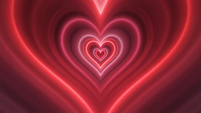 Infinite tunnel of glowing red hearts, symbolizing endless love and affection, perfect for romantic themes and Valentine's Day