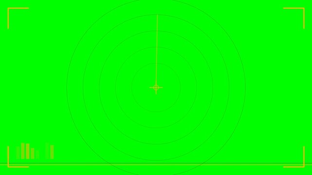 Camera viewfinder display with targeting crosshairs on a vibrant green screen suggests a digital overlay ready for compositing.