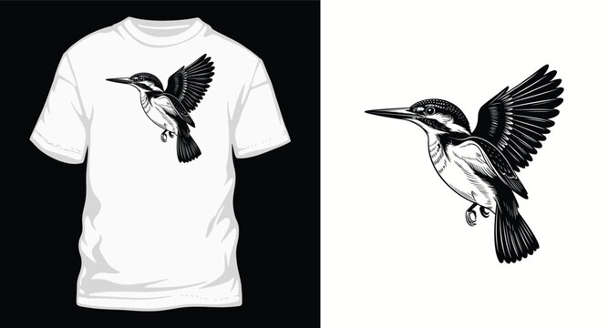 Kingfisher bird t shirt design vector art.