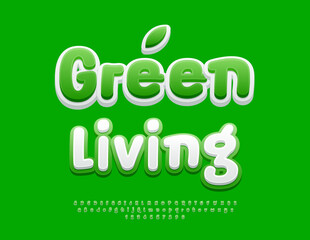 Naklejka premium Vector Wellness sign Green Living. Modern Handwritten Font. Artistic Alphabet Letters and Numbers set.