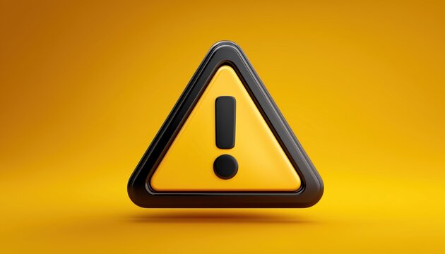 Warning And Caution Yellow Triangle Sign With Exclamation Mark, Symbolizing Danger And Error. Represented In Clip-Art Silhouette For Application And Web Interface.