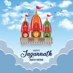 Fototapeta premium Happy Jagannath Rath Yatra Festival Illustration 