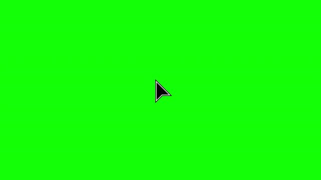 Mouse cursor pointer idle on green screen background. Static UI arrow for chroma key overlay, software tutorial, interface demo, horizontal, 4K.