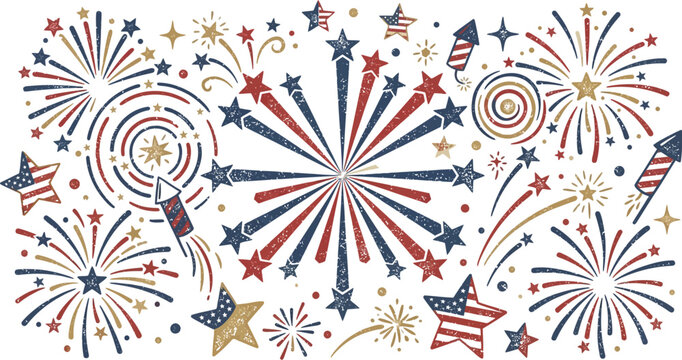 Fireworks patterns decorate the sky to celebrate the national independence.