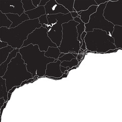 Costa del Sol Spain Vector Map, Detailed Regional Street Map Black and White Minimalist Line Art © AlphaDesign