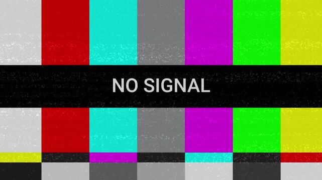 Television Screen Displaying No Signal Test Pattern.
