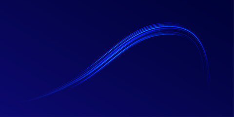 Obraz premium Neon blue spirals shine with smooth flowing reflections. Sparkling energy dots surround luminous motion trails. Elegant curves express futuristic speed.
