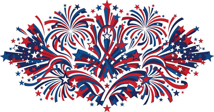 Fireworks display creates a patriotic pattern for national independence.