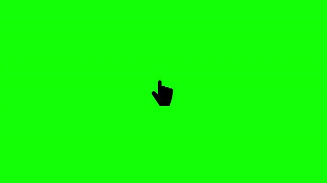 Pixel hand cursor single click animation with alpha channel. Retro UI interaction overlay for app, game, and tutorial video, horizontal, 4K.
