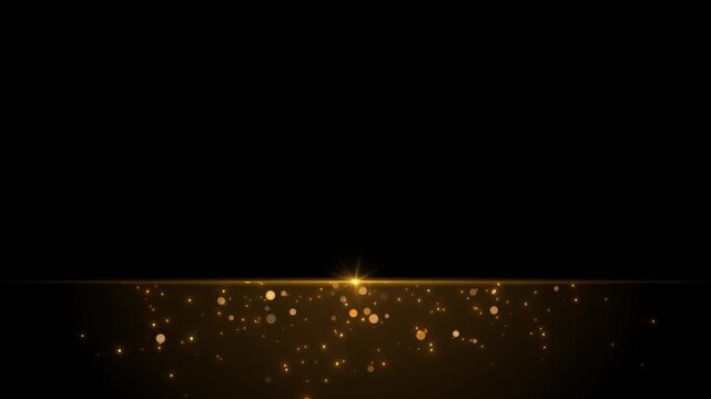 gold Light Flare Streak and Glitter Bokeh Lights Lower Third isolated Alpha Channel Animation, Stream and Broadcast Titles and Video Editing Overlay motion design element