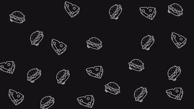 Fastfood seamless pattern perfect for kitchenware, food packaging, menu designs, and culinarythemed projects.