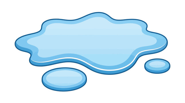 A bright blue puddle of spilled water shown as a simple cartoon vector illustration graphic design