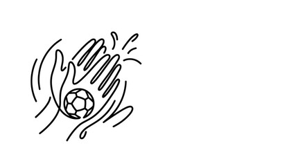 Minimalist Line Art of Hands Catching a Soccer Ball © Romadlon