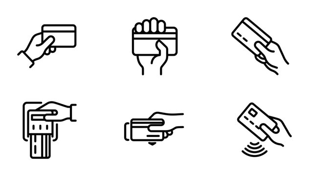 Minimalist Credit Card Payment Icons Set for Financial Transactions
