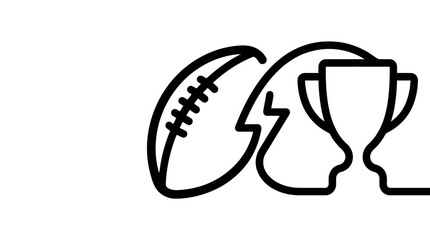 Minimalist One Line Drawing of American Football and Championship Trophy © Ilyas Raziq Zayyan A
