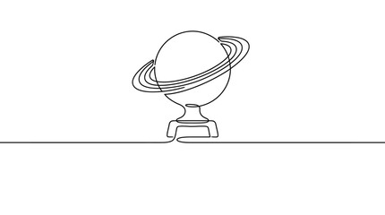 Minimalist One Line Drawing of Planet Saturn with Rings © Ilyas Raziq Zayyan A