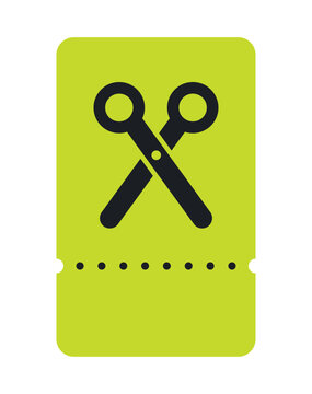 Bright green discount coupon with scissors icon and tear-off line.