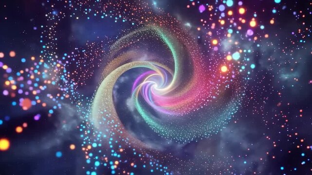 Blue spiral galaxy abstract space vortex with glowing stars, cosmic swirl and energy pattern wallpaper 4k animation background video