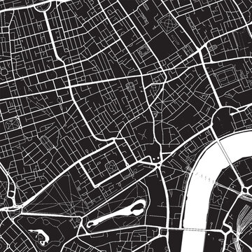 Soho London UK Vector Map, Detailed District Street Map Black and White Minimalist Line Art