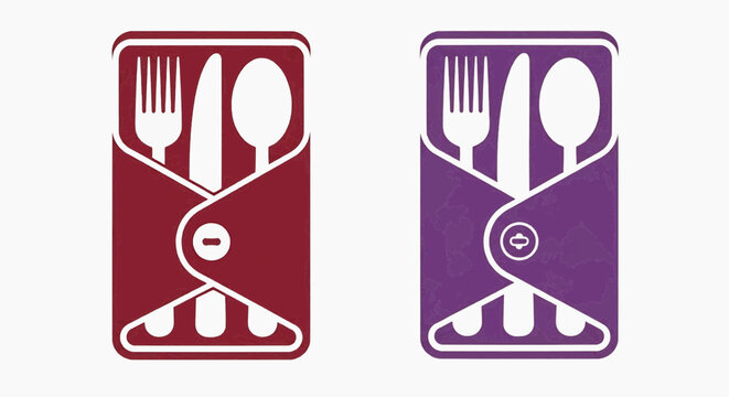 Two restaurant table settings icons side by side with utensils
