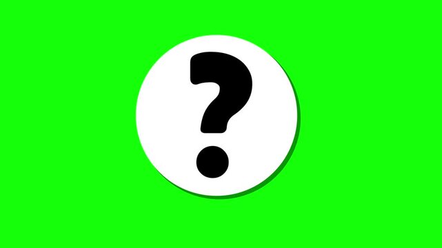 White circle transforms into question mark on green screen background motion graphic