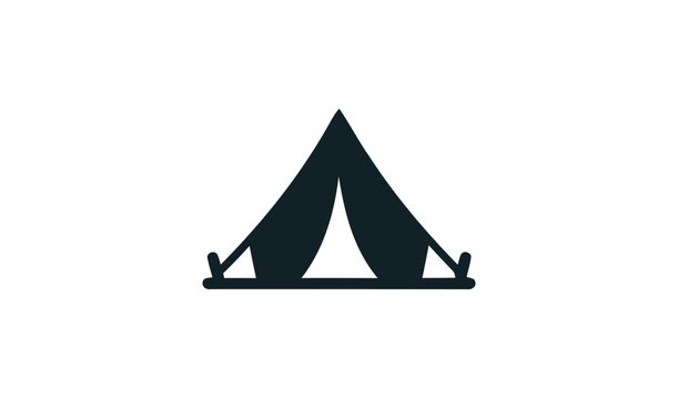 Silhouette of a simple tent on a white background
