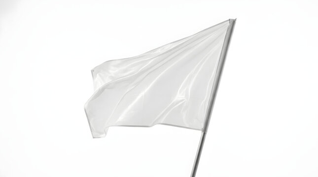 White flag waving against clear sky background isolated scene transparent background