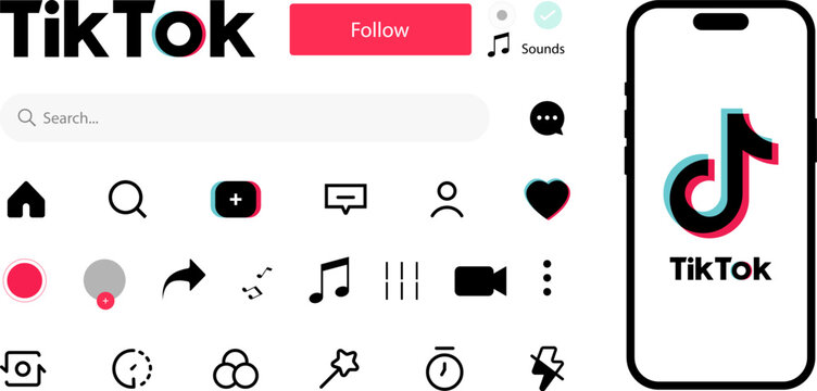 TikTok glitch icon of social media. Tik Tok social network icon. Kyiv, Ukraine - May 17, 2026