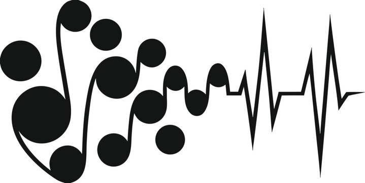 Musical notes and heartbeat monitor wave conceptual design.