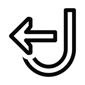 Black outline return arrow icon pointing left Vector