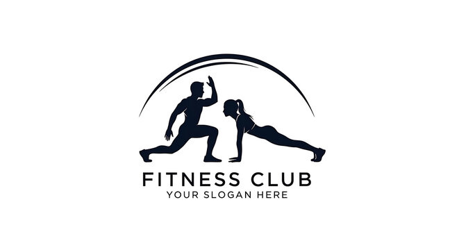Person doing push-ups in fitness club logo design