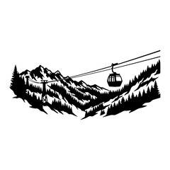 Scenic mountain landscape with a cable car or gondola © Suronjit