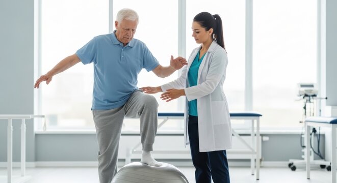 Seniors exercising with a sports ball