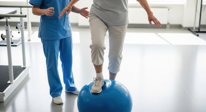 Seniors exercising with a sports ball