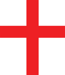 Obraz premium Cross symbol in vibrant red features bold lines and a clean geometric structure on a white field.