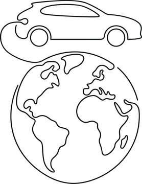 Continuous Monoline Electric Car Charging Global Earth Vector