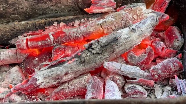   Hot wood coals 