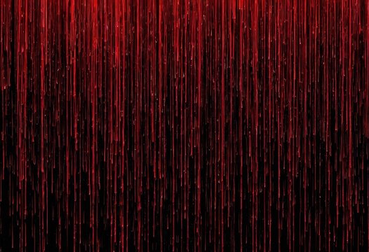 Abstract Texture of Digital Red Light Rain Falling Vertically on Black Background