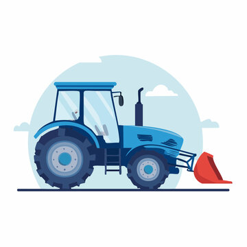 Blue Tractor with Front Loader Illustration