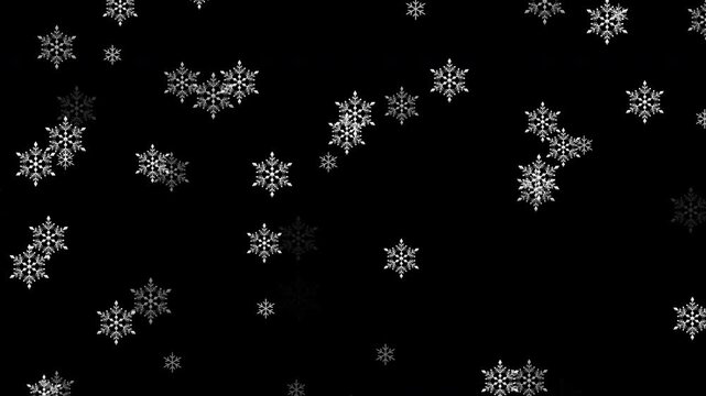 タイプ1 クリスマス 雪の結晶01 ベベル 下降 中 パターン01 白色 ループ （透過背景）