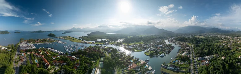 Aerial panorama of the coastline in Brazil. Area near the town of Angra dos Reis and marina of Bracuhy © Dudarev Mikhail
