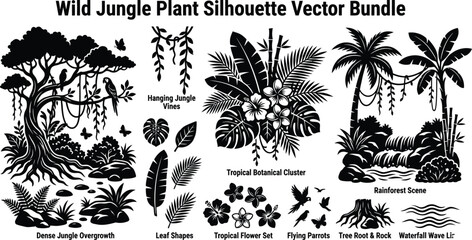 Jungle Plant Silhouette Vector Bundle © MD ASADUZZAMAN