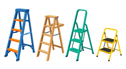 assorted step ladders isolated on white background © rita