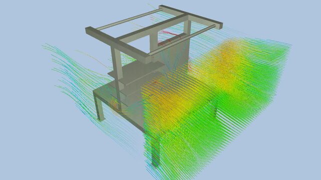 CFD simulation Computational fluid dynamics - working table airflow simulation