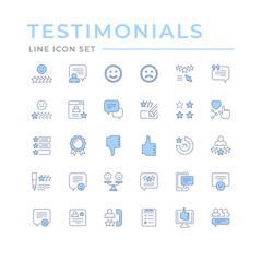 Fototapeta premium Set color line icons of testimonials