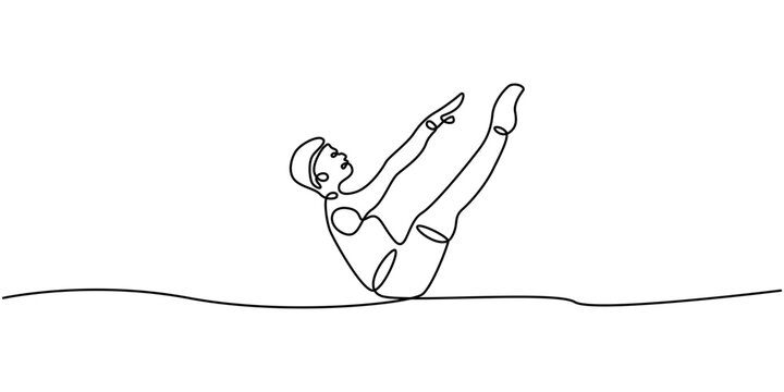Continuous Line Drawing Woman In Yoga Boat Pose