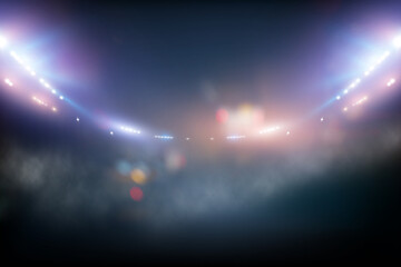 Bright stadium arena lights and smoke  © Kalawin