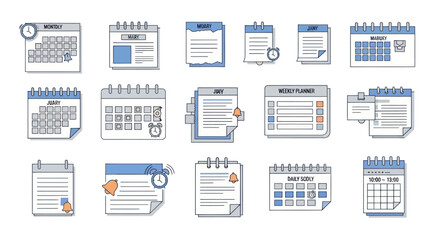 Fototapeta premium Calendar and Planner Icon Set