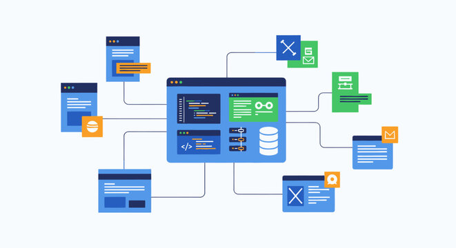 Software Architecture System Diagram Vector Illustration